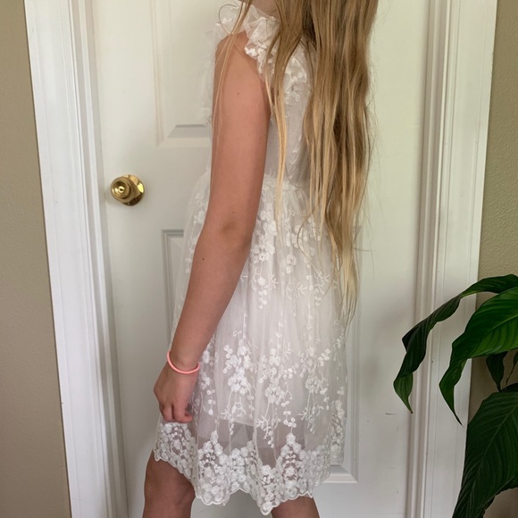 White lace summer dress with bow in the back 7T - Picture 7 of 16